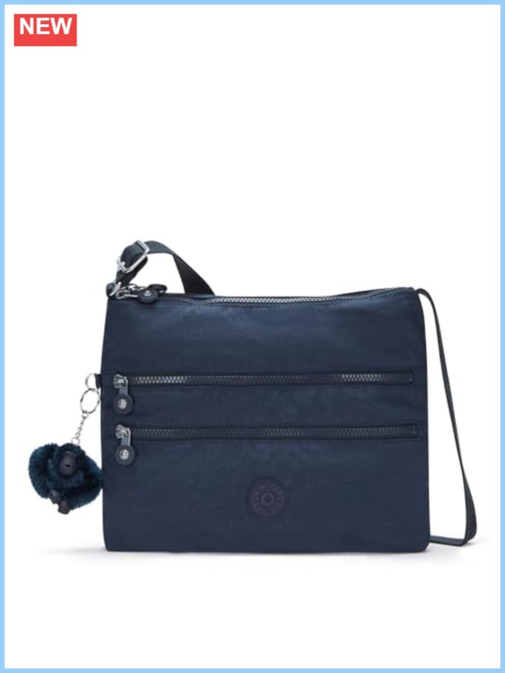 Crinkled Nylon Crossbody Bag Lightweight Messenger Zip Pockets